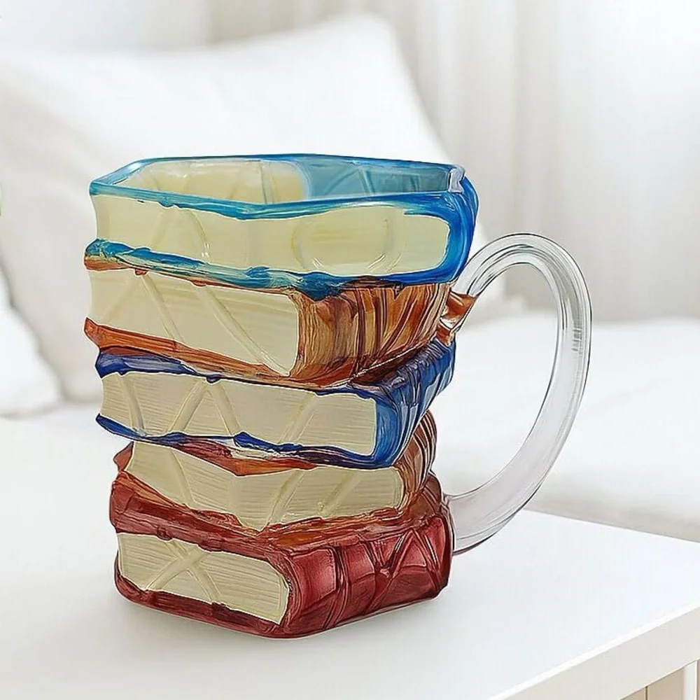 3D Painted Book Mug 11 Oz Novelty Coffee Tea Cup Multicolor nWOT